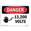 Signmission Safety Sign, OSHA Danger, 5" Height, 7" Width, 13200 Volts, Landscape OS-DS-D-57-L-1006